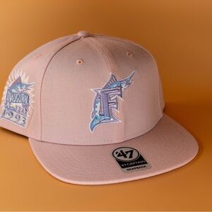 Florida Marlins 1993 Inaugural Year Snapback Hat ‘47 Brand MLB Pink